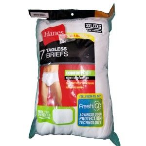NEW! Hanes 7 Pack Men's 48-50" Sz 3XL Briefs White Cotton Comfort Flex Waist